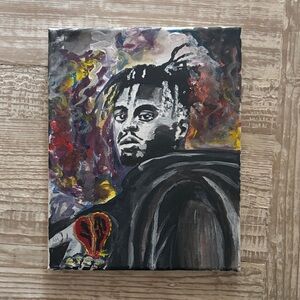 Juice Wrld Canvas Art with Black and Red Accents
